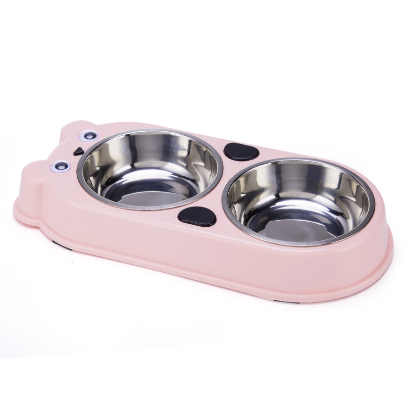 Tc3031 Anti-Slip Design Bear Shape Fashionable Pet Food Water Feeding Dog Double Bowls