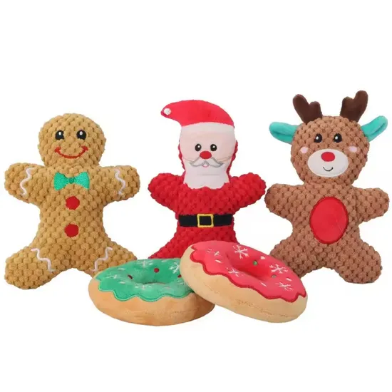 Brinquedo de rosquinhas de pelúcia de Natal para animais de estimação para cães