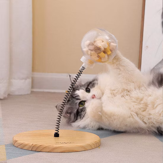Brinquedos para gatos com bastão provocante de madeira maciça para gatos Alimentador de comida para gatos