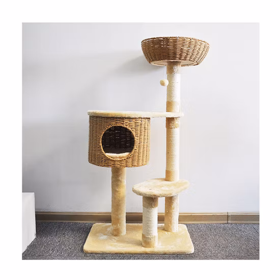 China Wholesale Fabricação de 5 níveis Grande árvore de gato grande e brinquedo para animais de estimação com rede e poste arranhador para gatos