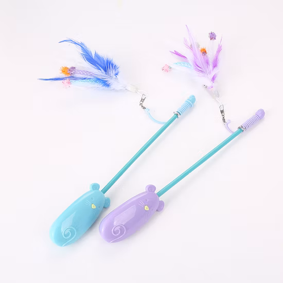 Conjunto de brinquedos de penas de gato interativos de alta qualidade para animais de estimação brinquedo de luxo para gato brinquedo de bastão provocador